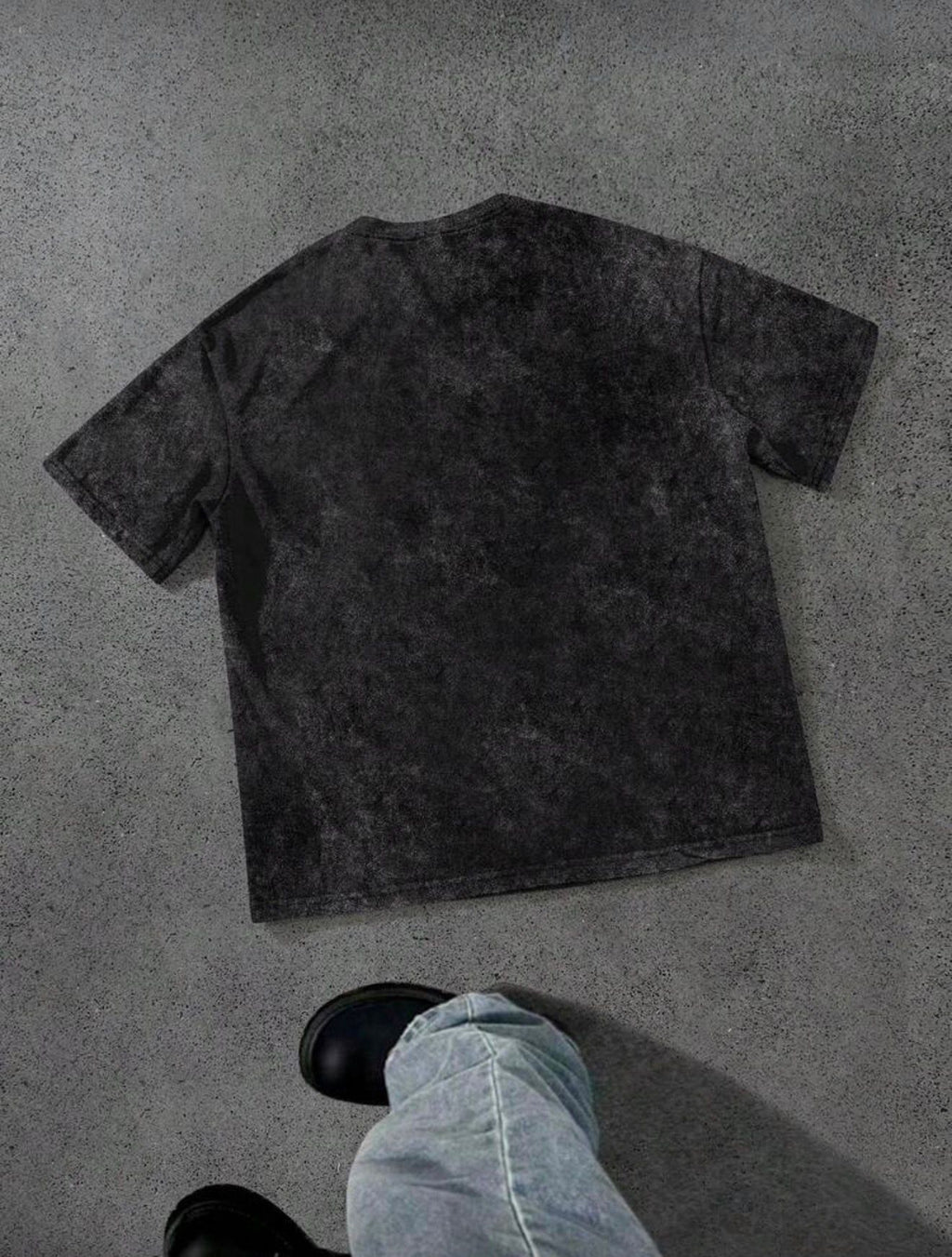 Camiseta informal suelta de cuello redondo con estampado de letras para hombre